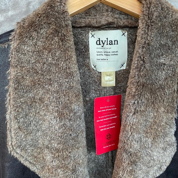 🎉NWT Dylan Shearling Ruffle Vest, Size MED, Vintage Black/Brown -… - Picture 2 of 5